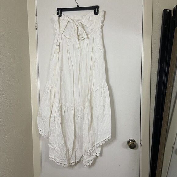 NEW! ANTHROPOLOGIE Maeve White boho high low tiered dress removable strap Medium - Picture 5 of 11